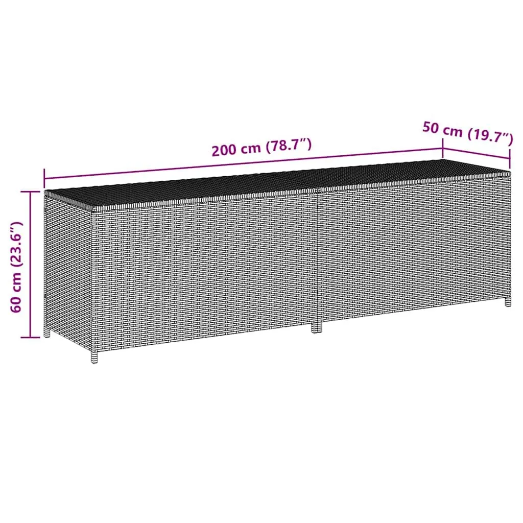 Outdoor Storage Box Garden Poly Rattan Brown 200x50x60 cm