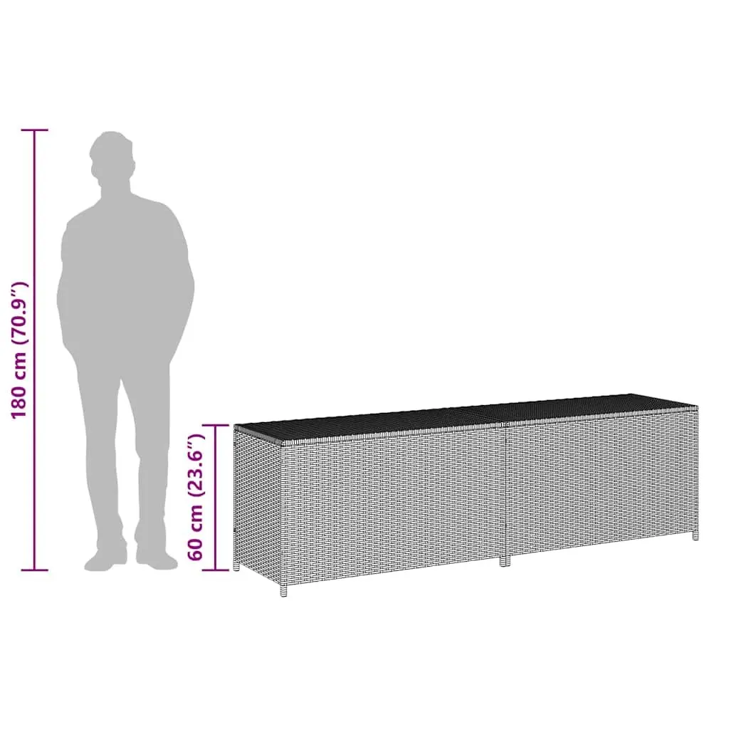 Outdoor Storage Box Garden Patio Furniture Grey 200 x 50 x 60 cm