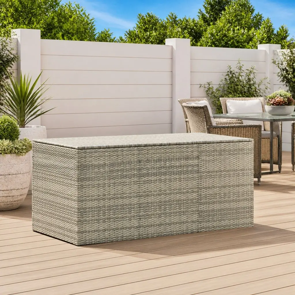 Outdoor Storage Box for Garden 180x90x70cm Grey Poly Rattan