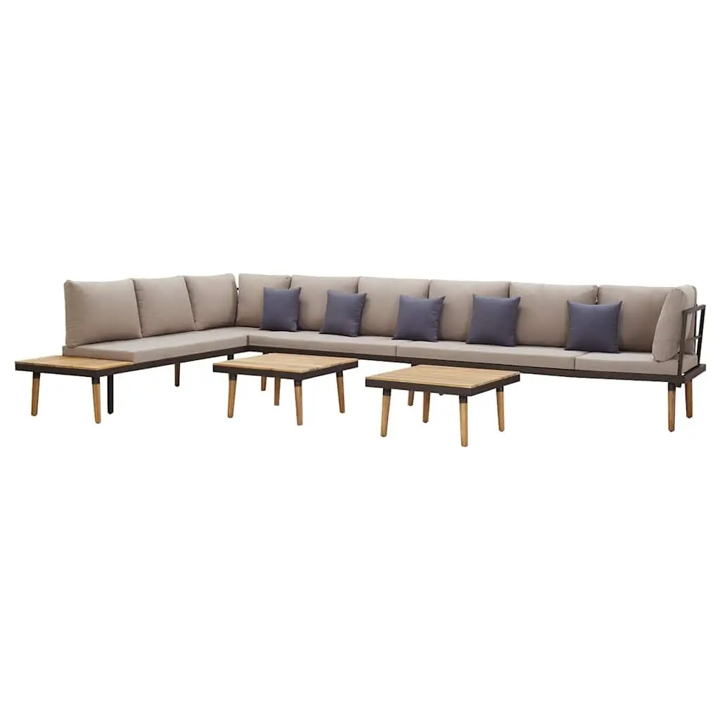 8-Seater Garden Lounge Set for Outdoor Living Solid Wood Patio Furniture with Cushions