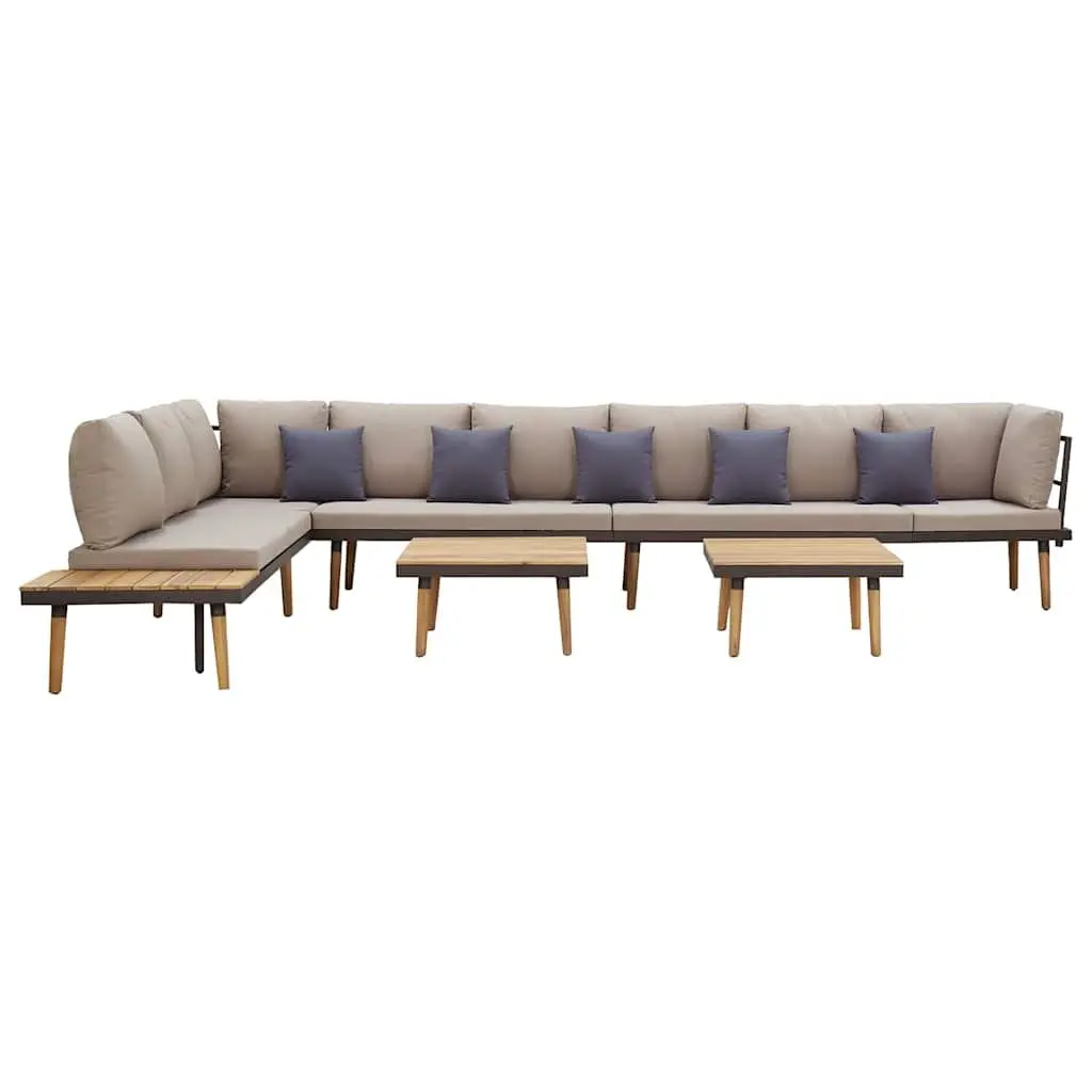 8-Seater Garden Lounge Set for Outdoor Living Solid Wood Patio Furniture with Cushions