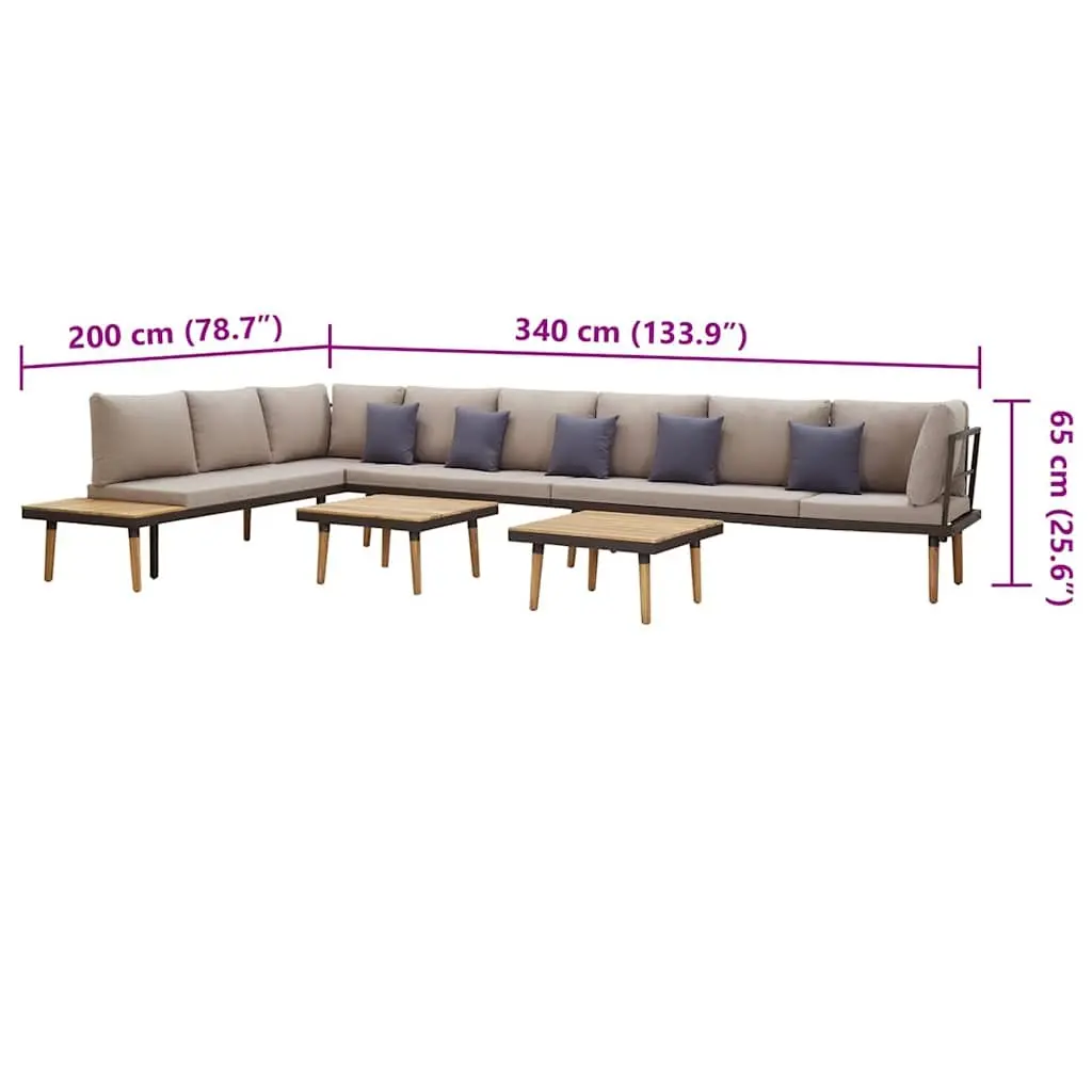 8-Seater Garden Lounge Set for Outdoor Living Solid Wood Patio Furniture with Cushions