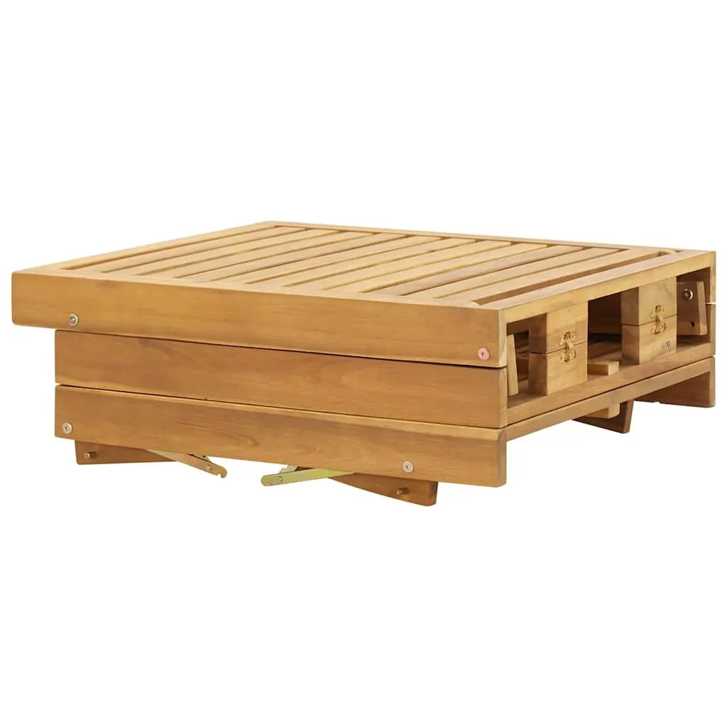 Folding Sun Lounger Outdoor Patio Garden Solid Wood Adjustable Size with Cushion