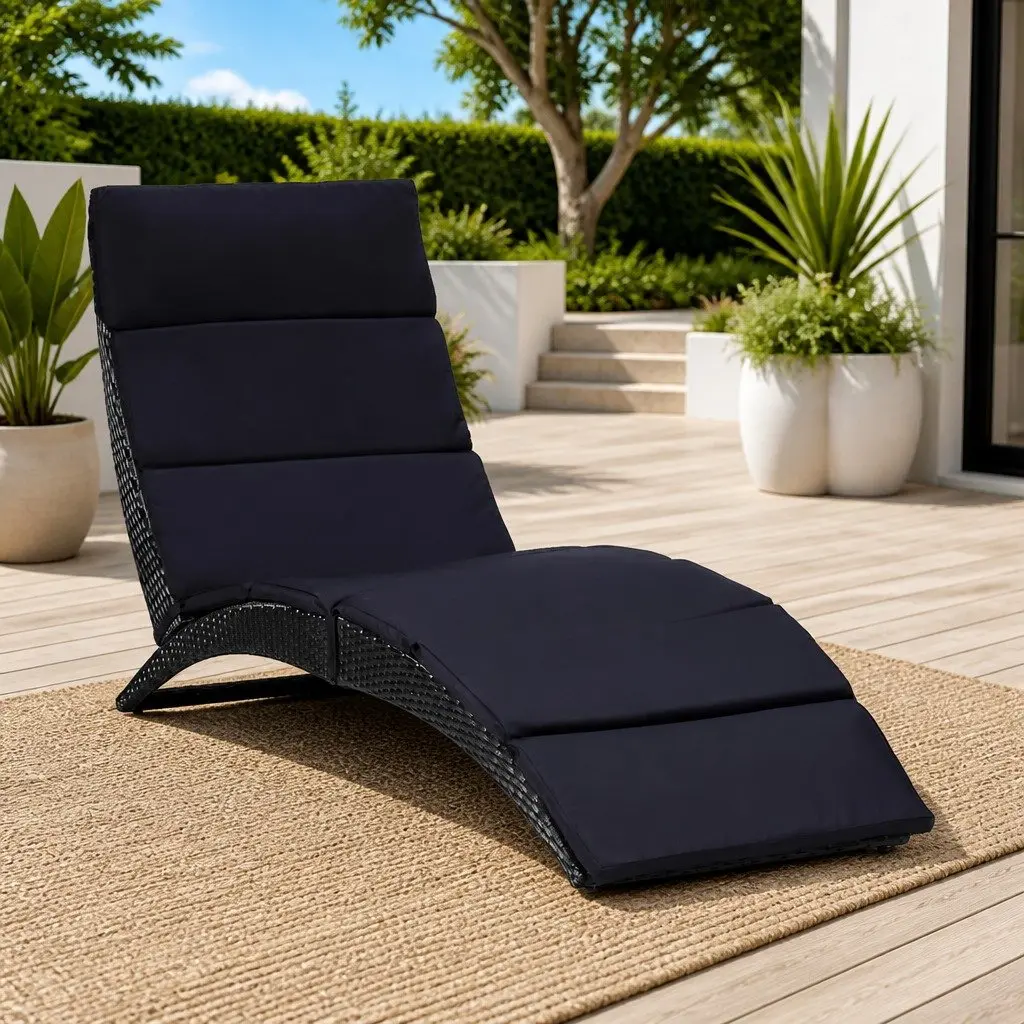 Sun Lounger Outdoor Garden Patio Foldable Poly Rattan Chair