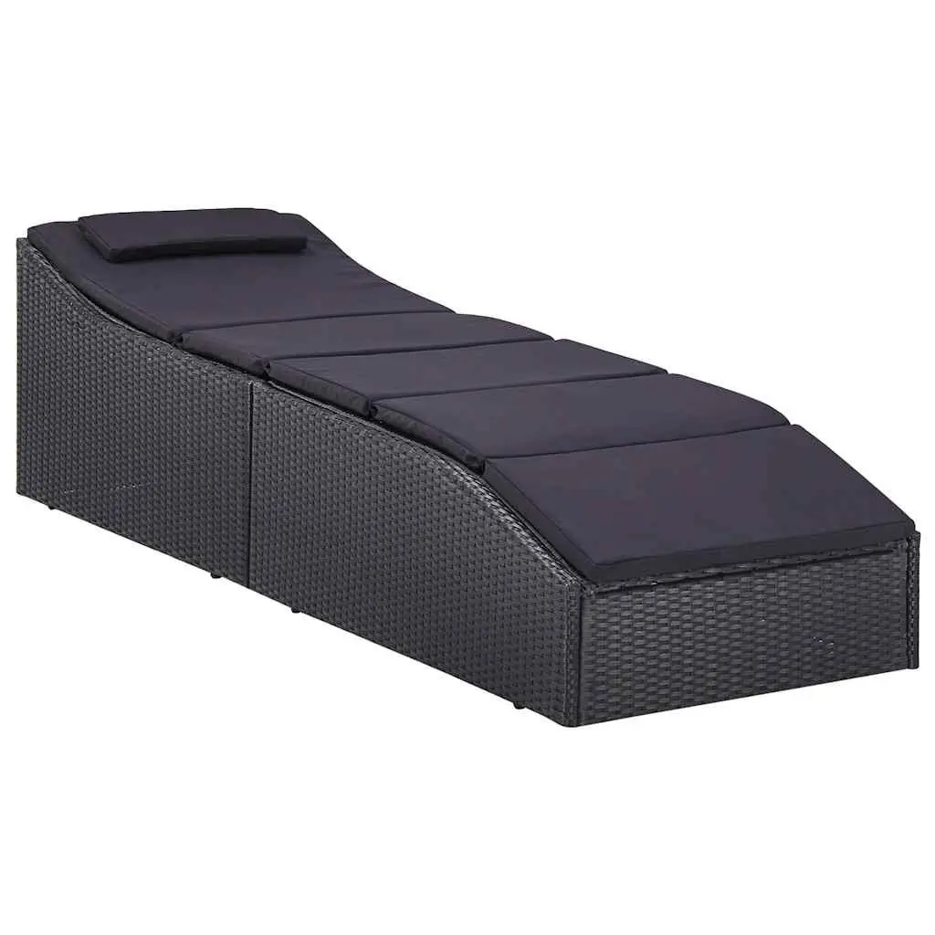 Sun Lounger with Adjustable Backrest and Thick Cushion