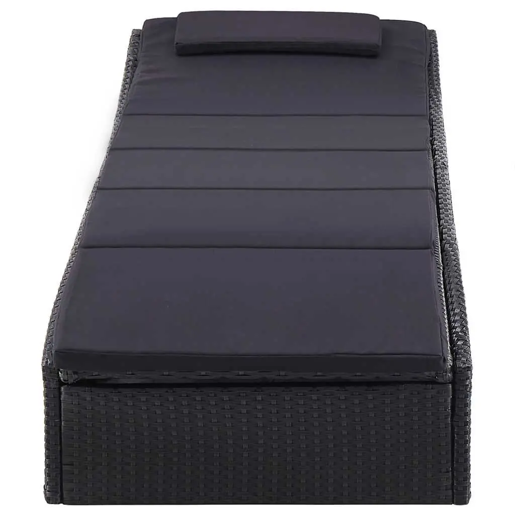 Sun Lounger with Adjustable Backrest and Thick Cushion