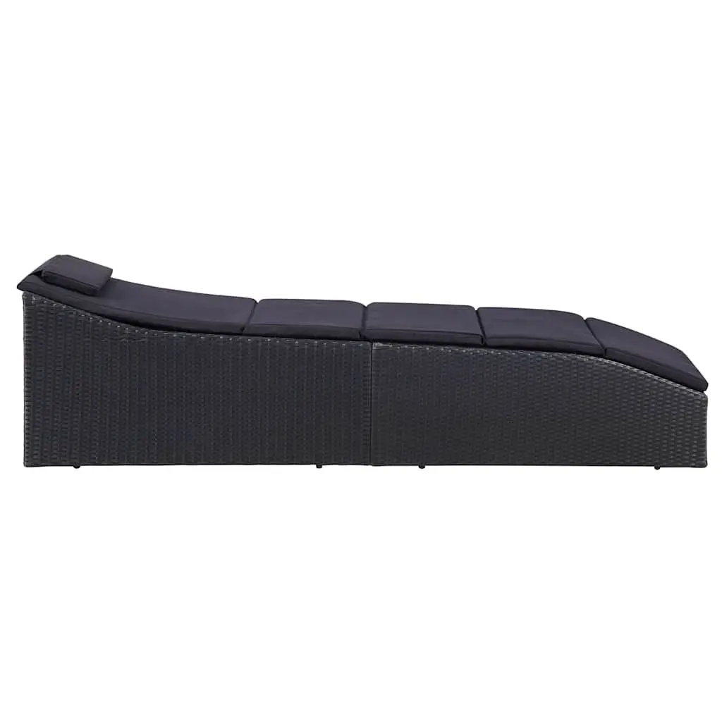 Sun Lounger with Adjustable Backrest and Thick Cushion