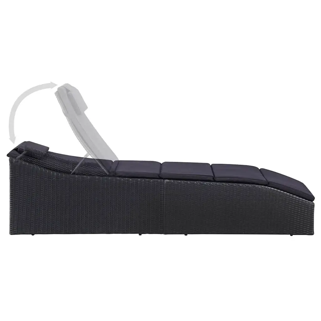Sun Lounger with Adjustable Backrest and Thick Cushion