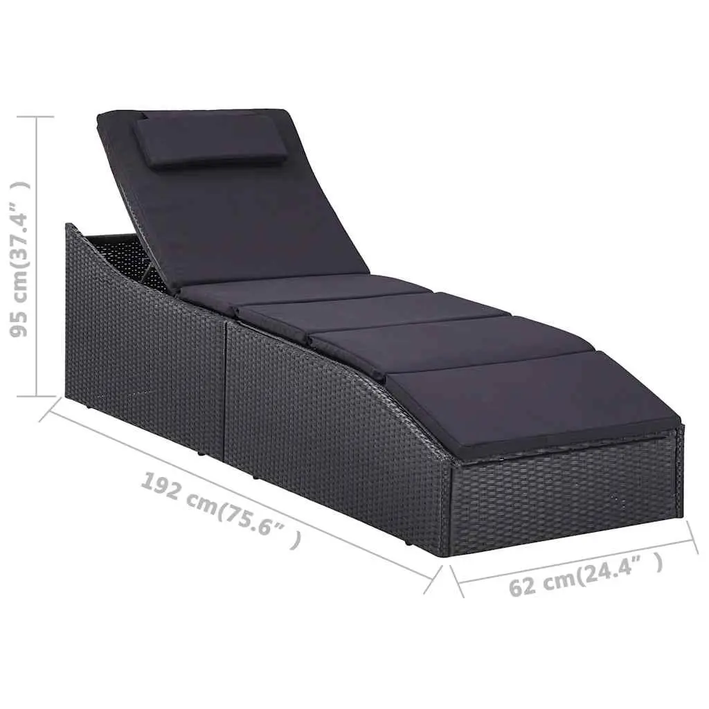 Sun Lounger with Adjustable Backrest and Thick Cushion