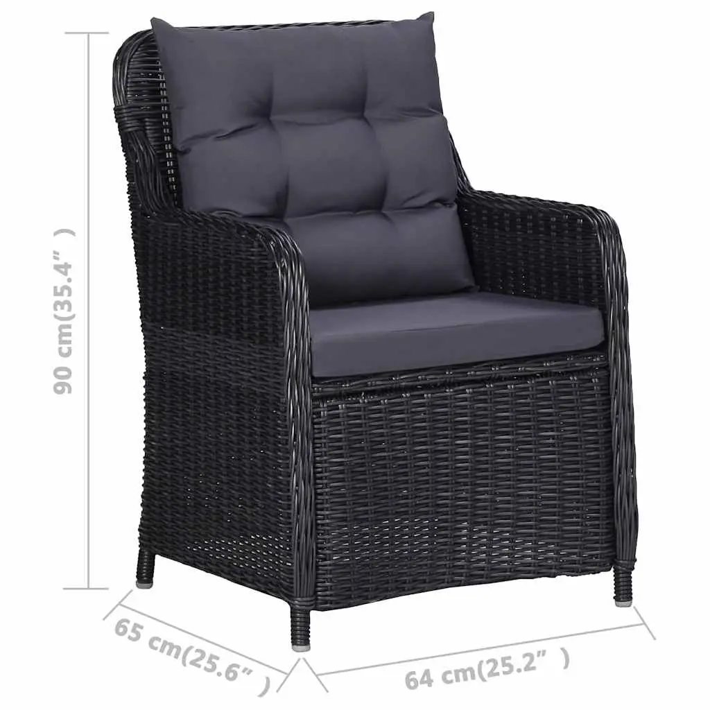 Outdoor Chairs Set for Garden 2 pcs Black