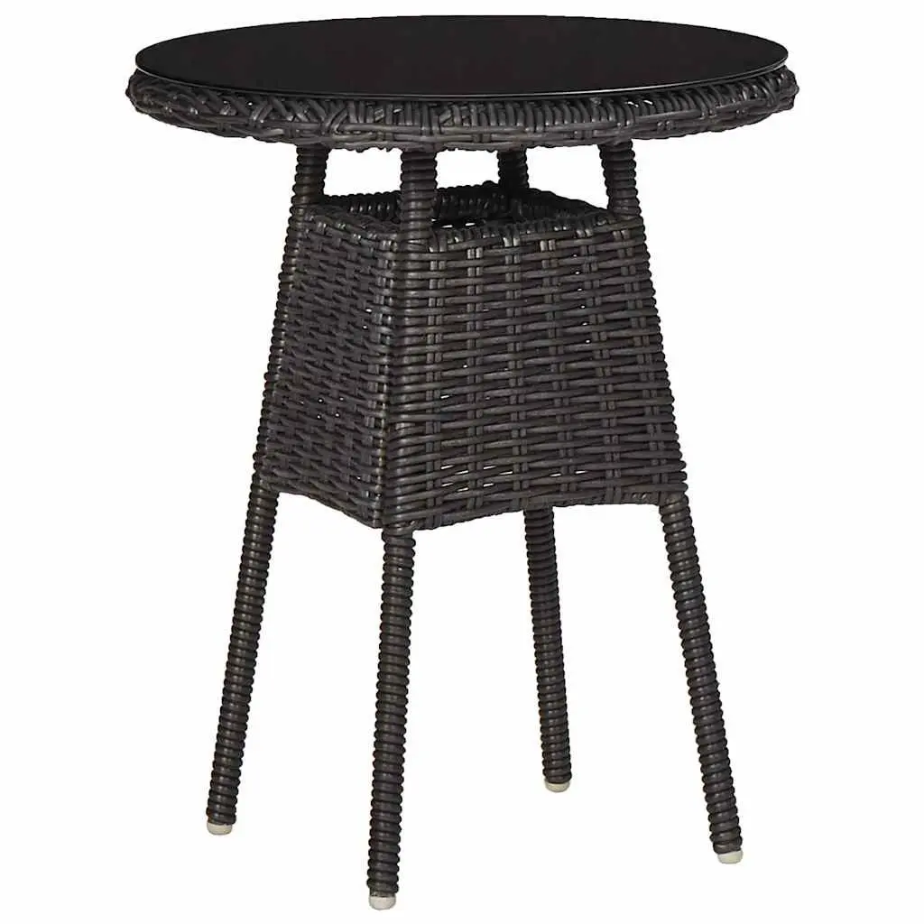 Outdoor Chairs Set 2 Piece for Garden Black Poly Rattan Seating with Tea Table