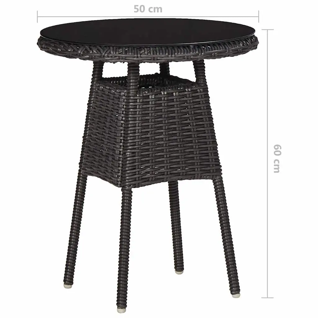 Outdoor Chairs Set 2 Piece for Garden Black Poly Rattan Seating with Tea Table