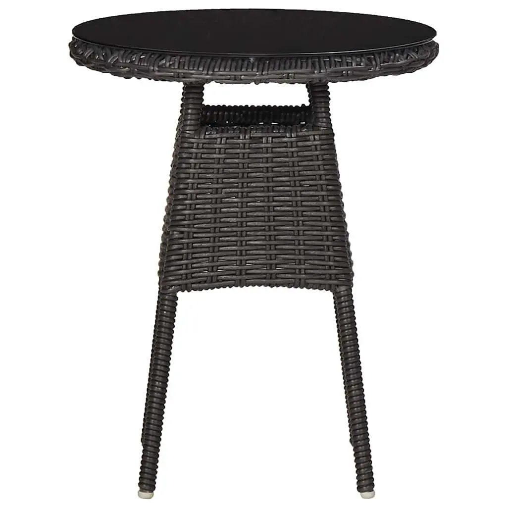 Outdoor Chairs Set 2 Piece for Garden Black Poly Rattan Seating with Tea Table