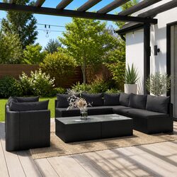 Specifications of 9-Piece Black Modular Outdoor Sofa Set