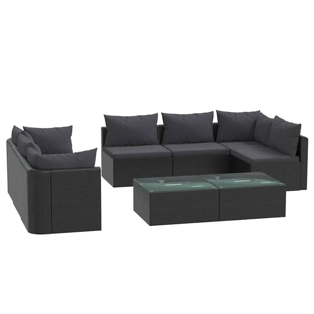 Garden Lounge Set Outdoor Sofa Set 9 Piece Modular Patio Black
