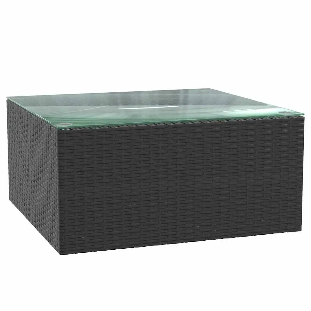 7 Piece Outdoor Sectional Sofa Set for Patio and Garden Black Poly Rattan with Cushions and Coffee Table