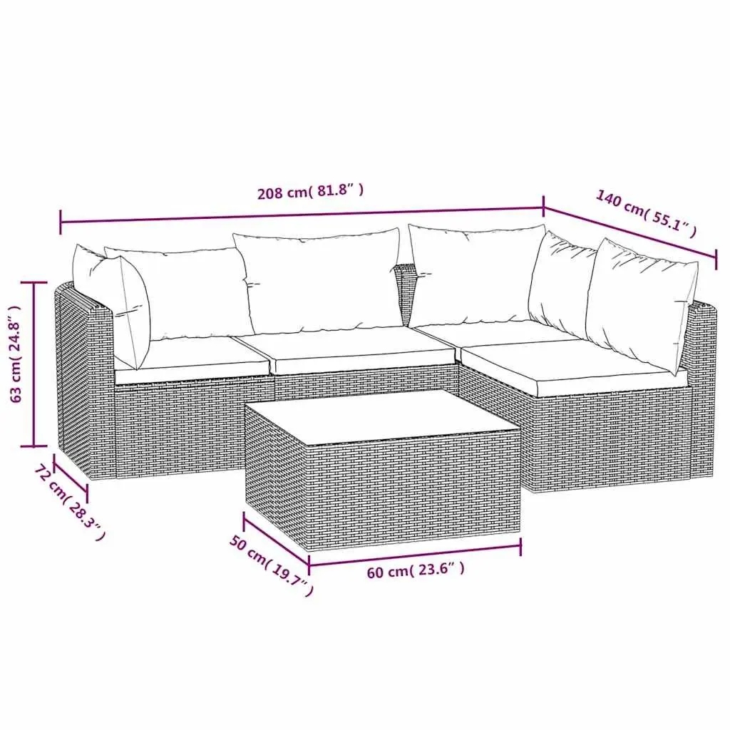 5-Piece Outdoor Sectional Sofa Set