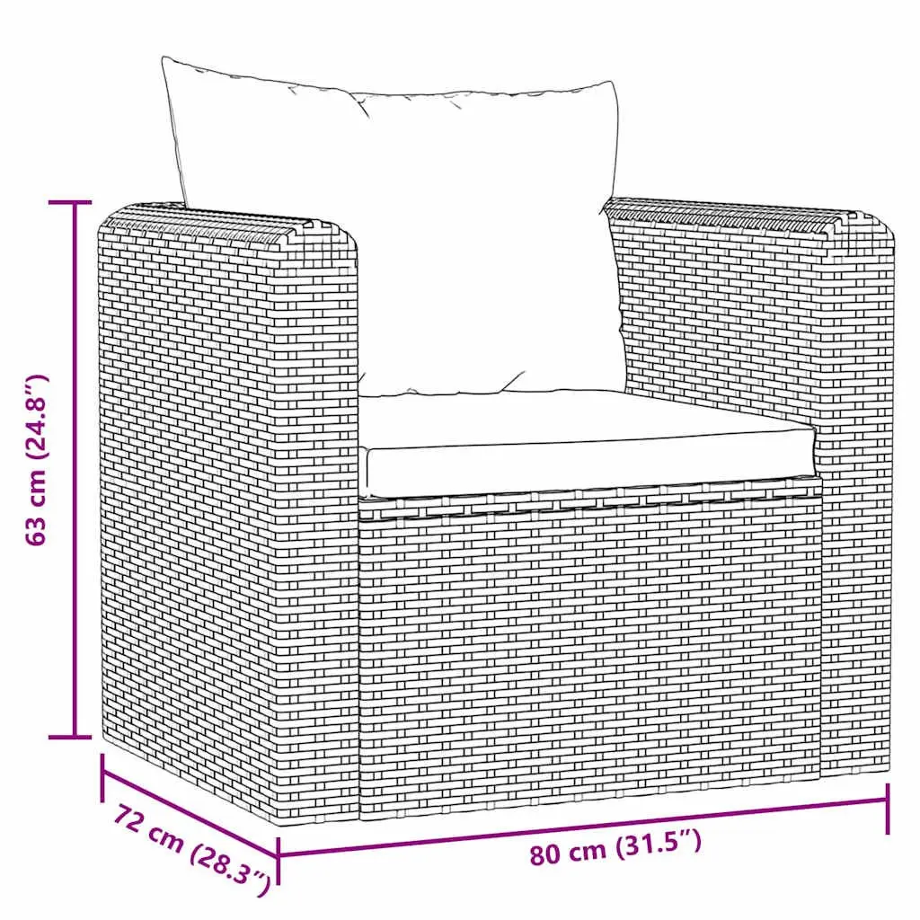 Outdoor Single Sofa for Garden Patio Black