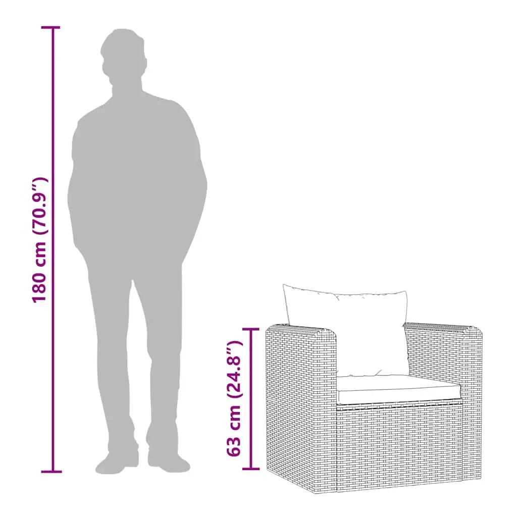 Outdoor Single Sofa for Garden Patio Black