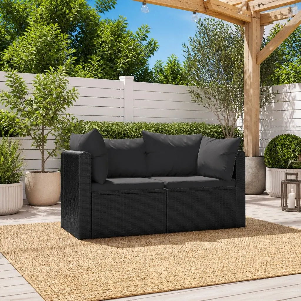 Outdoor Sectional Sofa Set 2 Piece Poly Rattan Garden Patio Seating with