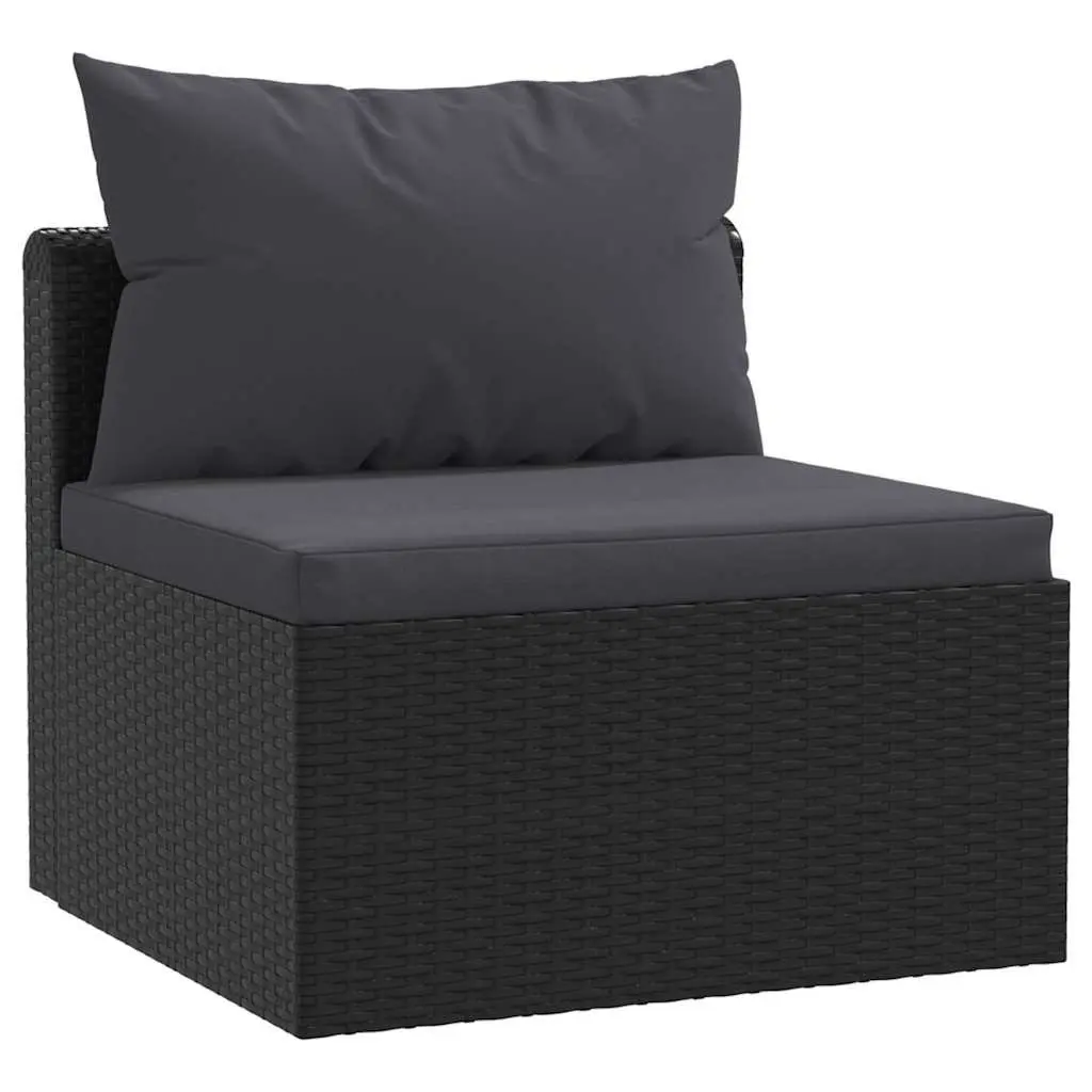 Outdoor Sectional Sofa Set Garden Furniture 4 Piece Black Poly Rattan
