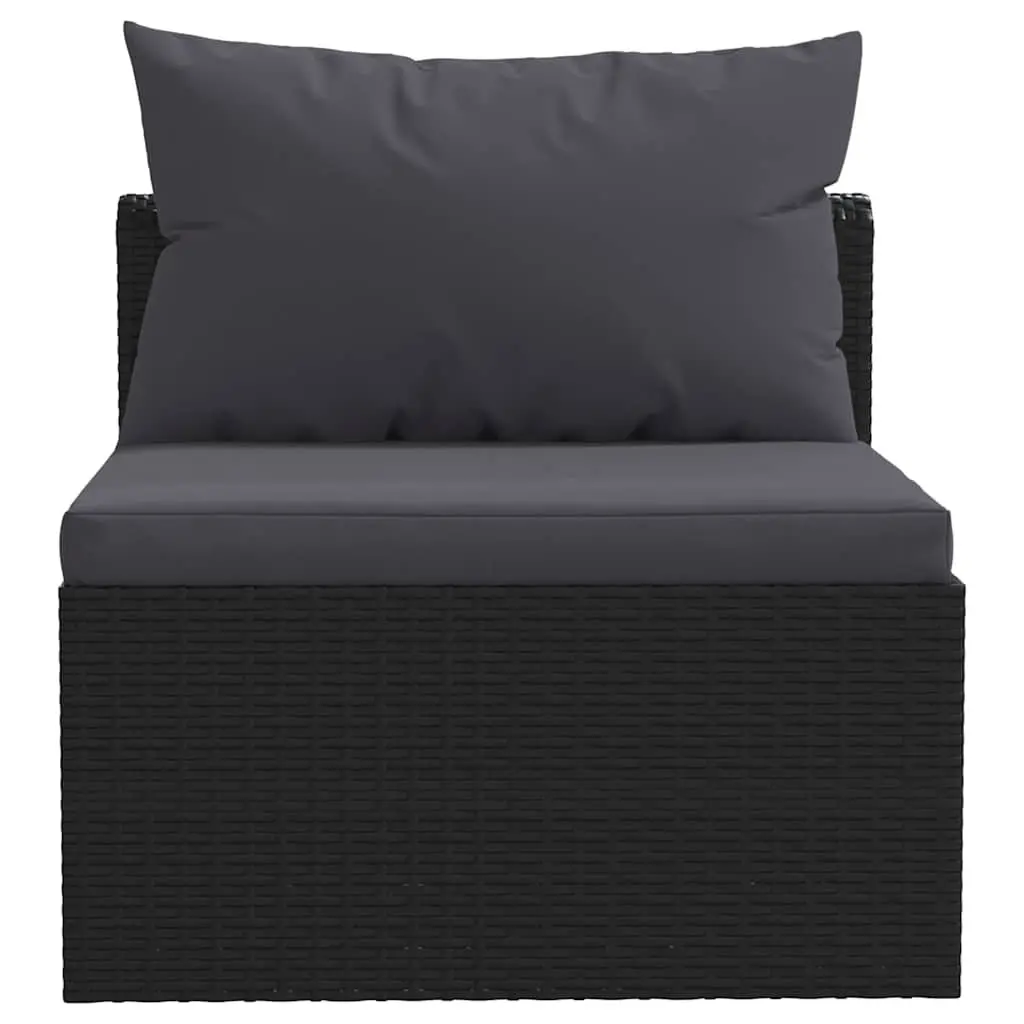 Outdoor Sectional Sofa Set Garden Furniture 4 Piece Black Poly Rattan