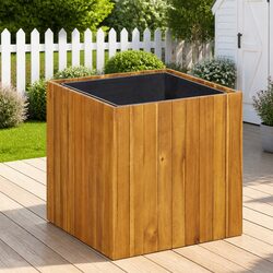 Acacia Wood Raised Bed Pot - 43.5 x 43.5 x 44 cm Dimensions