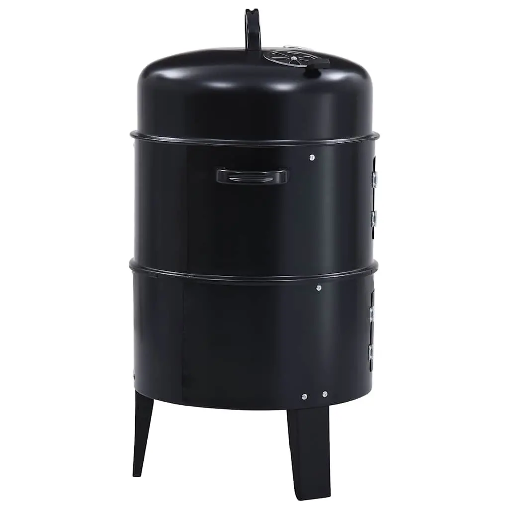 3-in-1 Charcoal Smoker BBQ Grill Outdoor Cooking 40x80cm Black Portable
