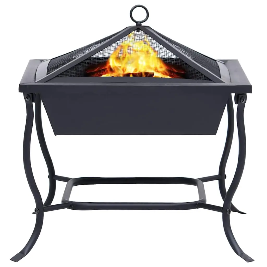 Fire Pit Outdoor Garden Patio Heater Black Steel Bowl 42x42x45cm