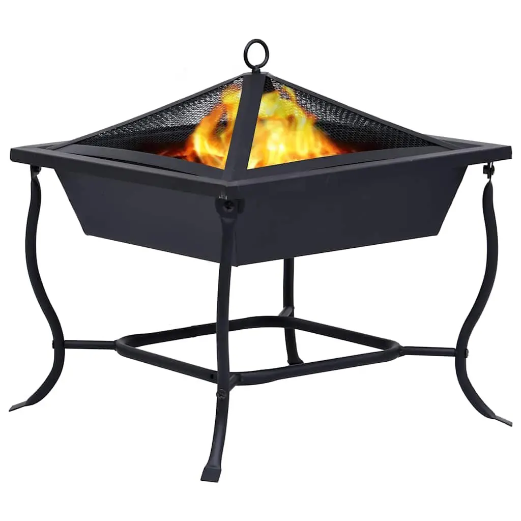 Fire Pit Outdoor Garden Patio Heater Black Steel Bowl 42x42x45cm