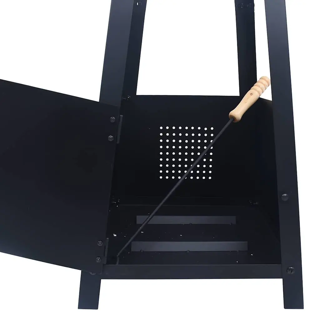Fire Pit Outdoor Garden Patio Heater Black Pyramid Steel Bowl 35 x 35 x 99 cm