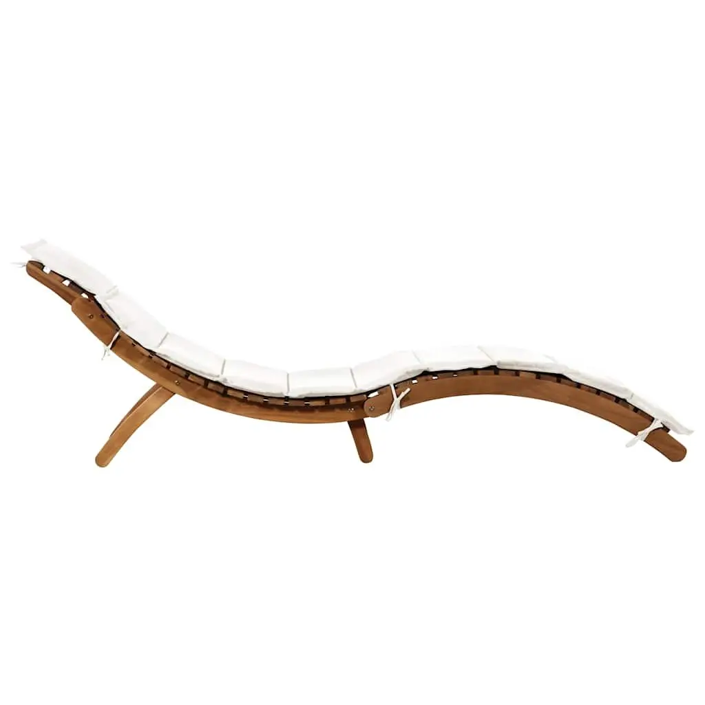 Sun Lounger Made of Solid Acacia Wood with Cushion
