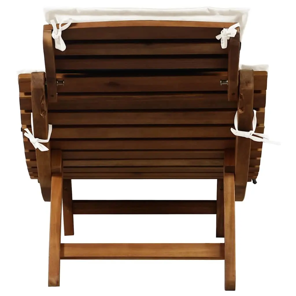 Sun Lounger Made of Solid Acacia Wood with Cushion