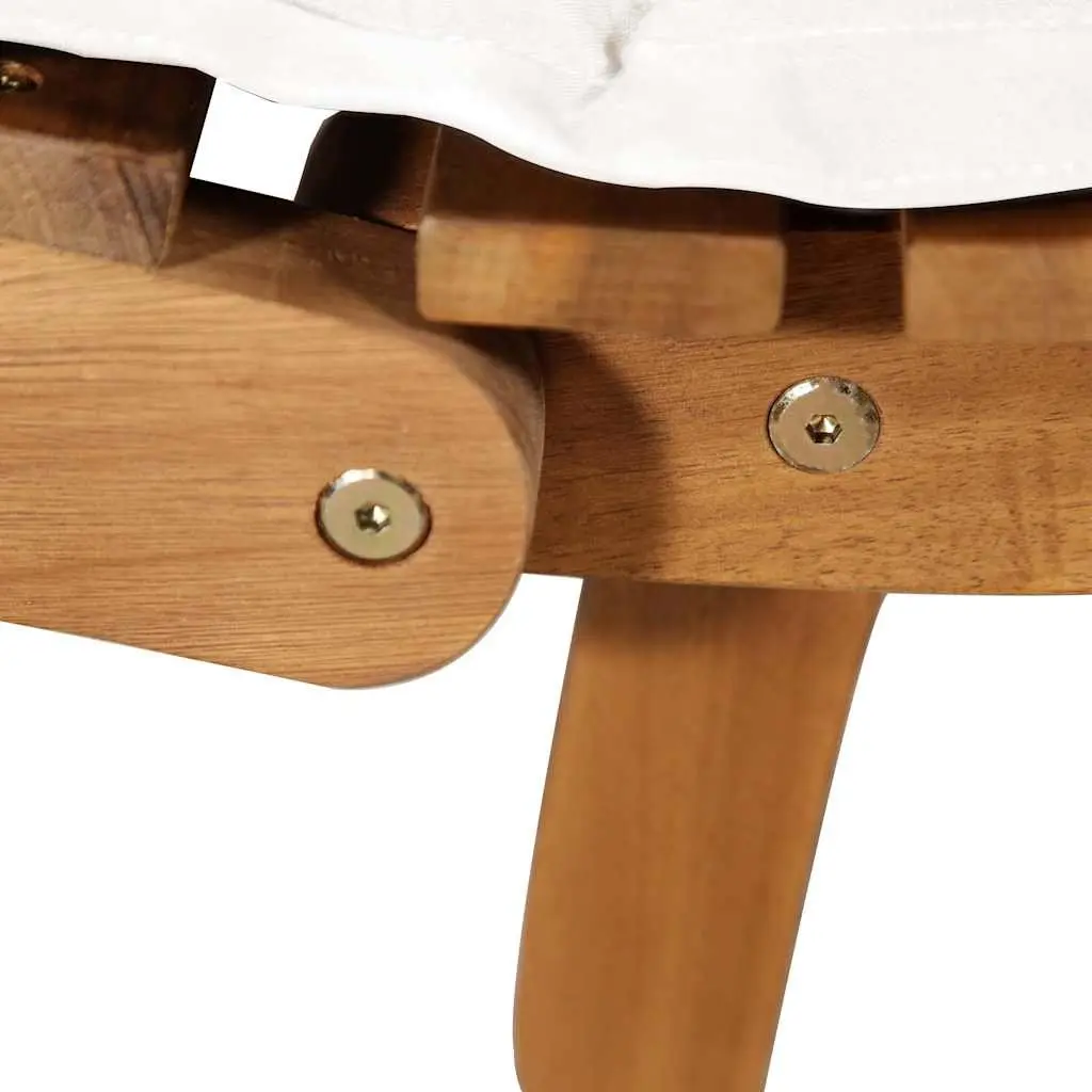 Sun Lounger Made of Solid Acacia Wood with Cushion