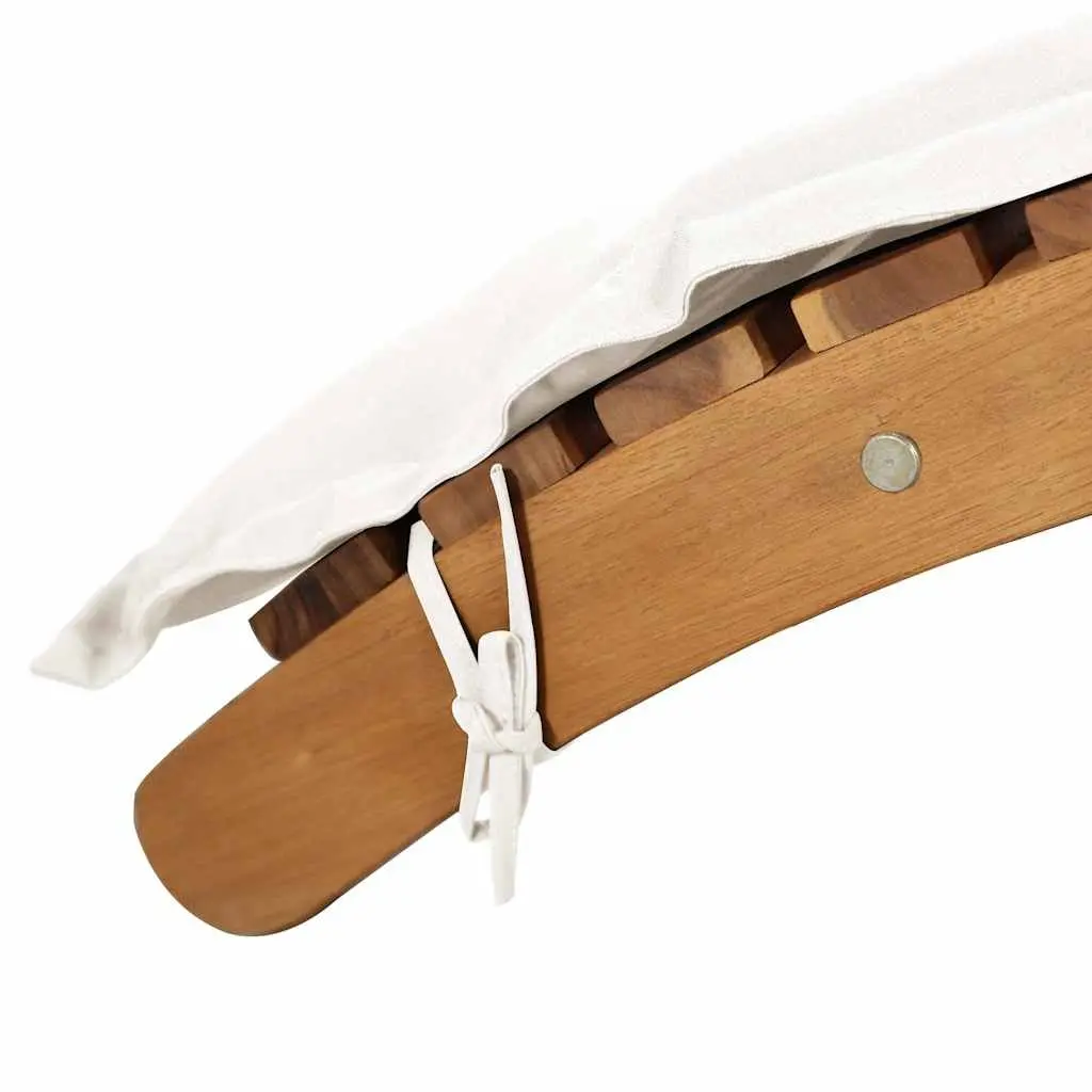 Sun Lounger Made of Solid Acacia Wood with Cushion