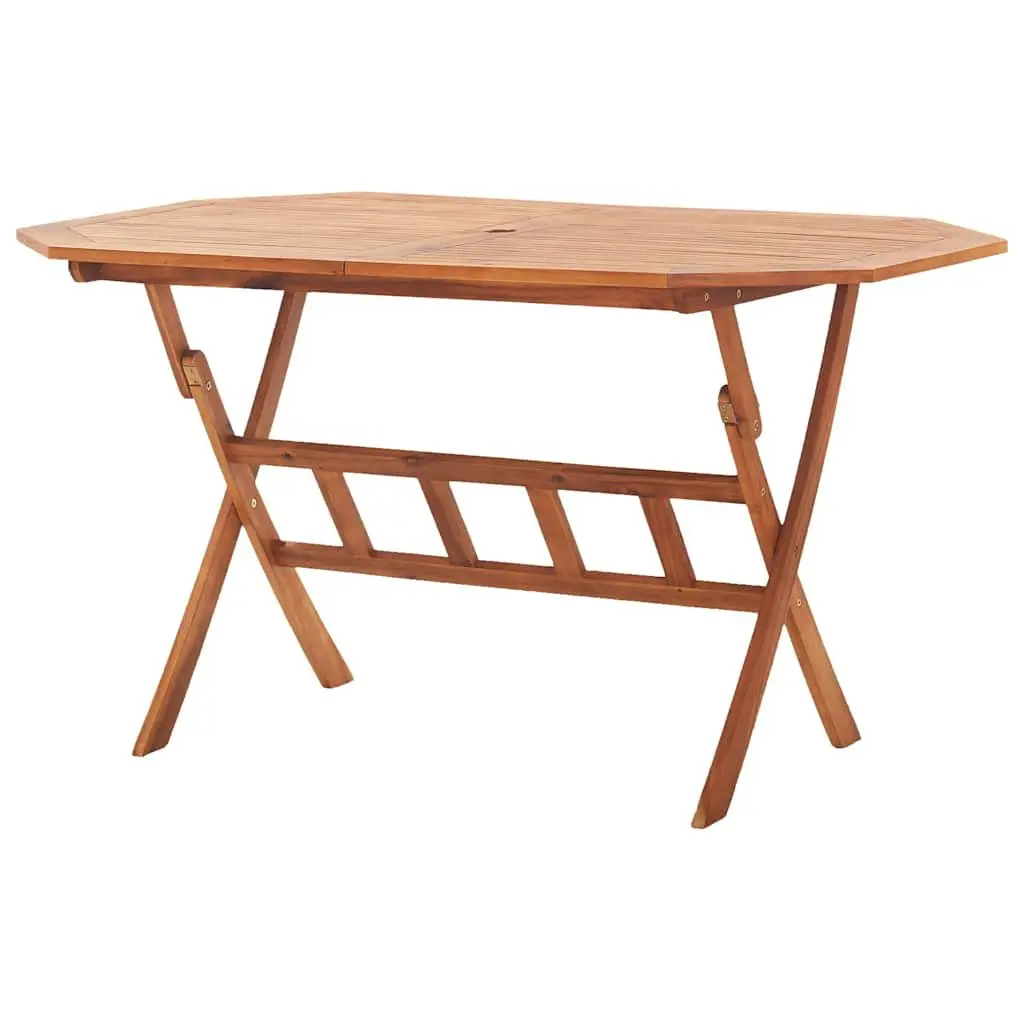 Folding Garden Dining Table Outdoor Patio Furniture Wood Bistro Parasol Hole