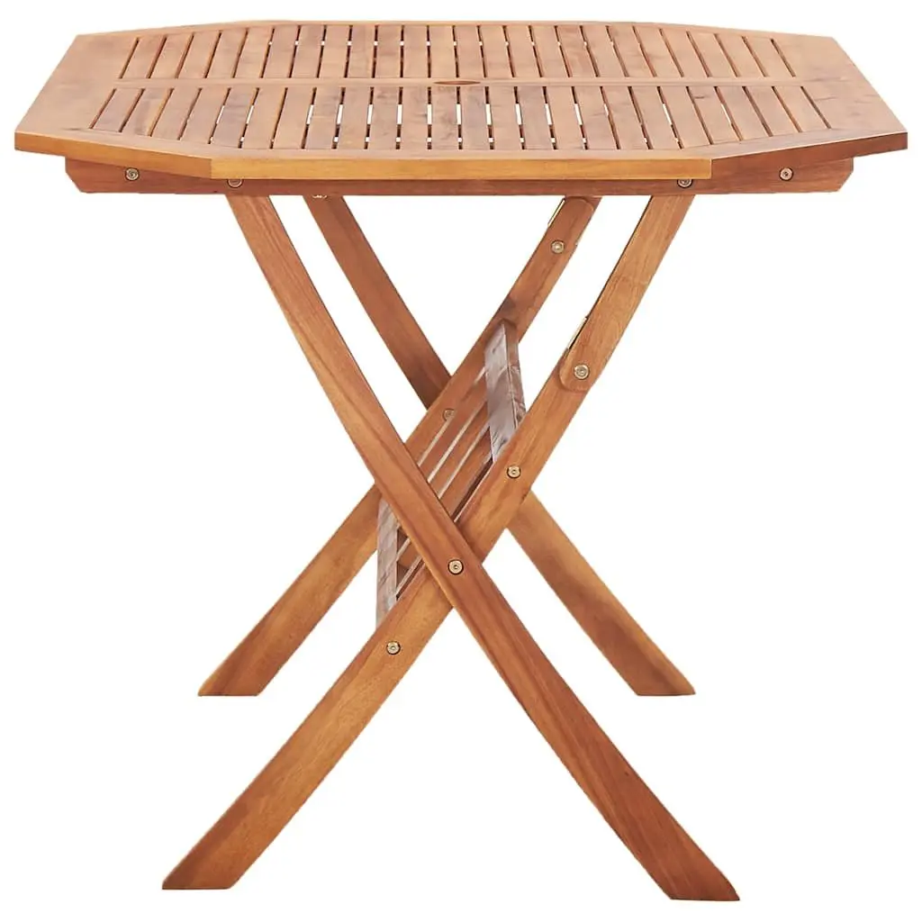 Folding Garden Dining Table Outdoor Patio Furniture Wood Bistro Parasol Hole