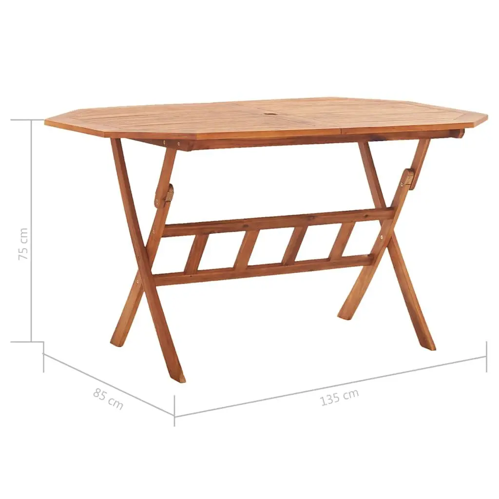 Folding Garden Dining Table Outdoor Patio Furniture Wood Bistro Parasol Hole