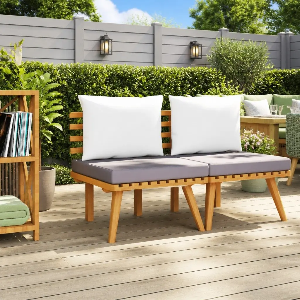 Outdoor Garden Chair for Patio and Garden Solid Acacia Wood with Cushions Brown