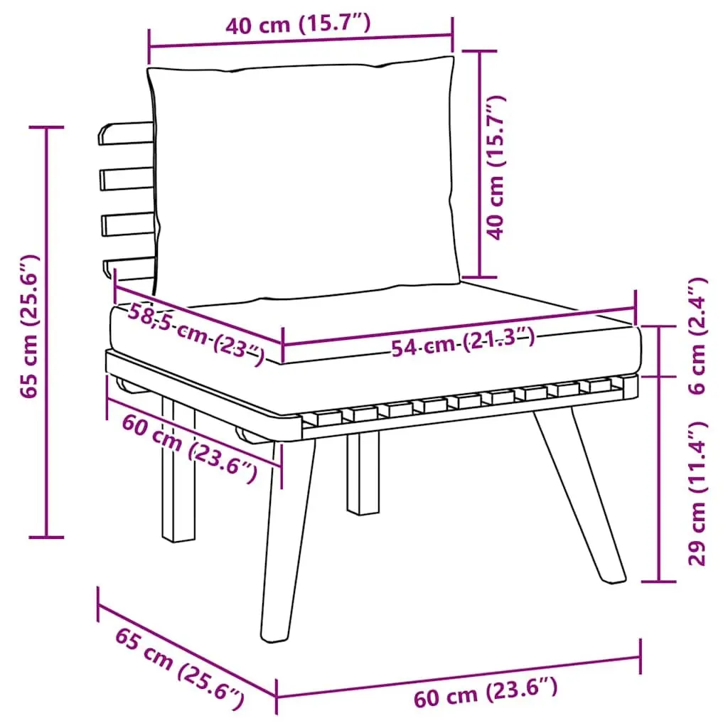 Outdoor Garden Chair for Patio and Garden Solid Acacia Wood with Cushions Brown