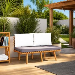 115cm Garden Bench: Solid Acacia Wood with Cushions