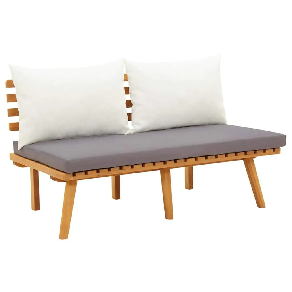 Garden Bench 115cm Outdoor Seating with Padded Cushions Brown Solid Wood