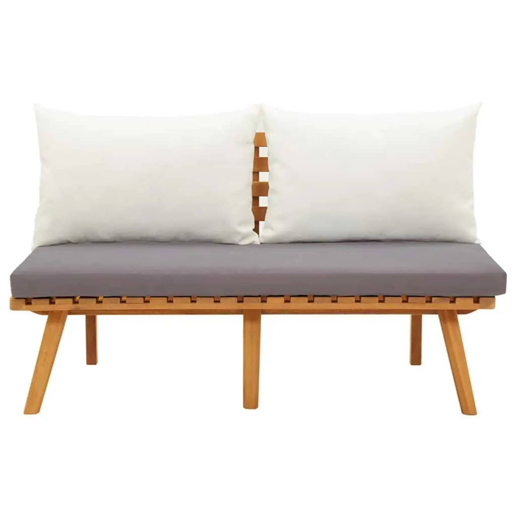 Garden Bench 115cm Outdoor Seating with Padded Cushions Brown Solid Wood