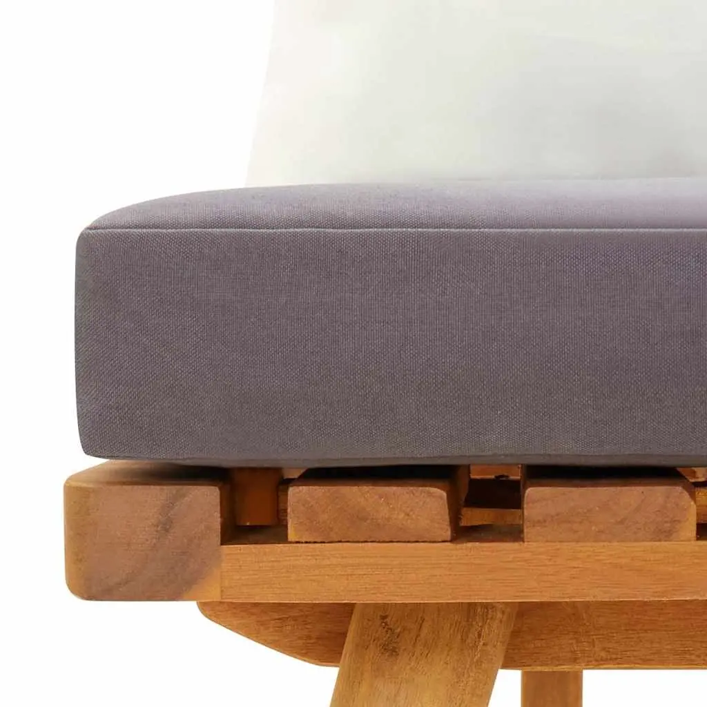 Garden Bench 115cm Outdoor Seating with Padded Cushions Brown Solid Wood