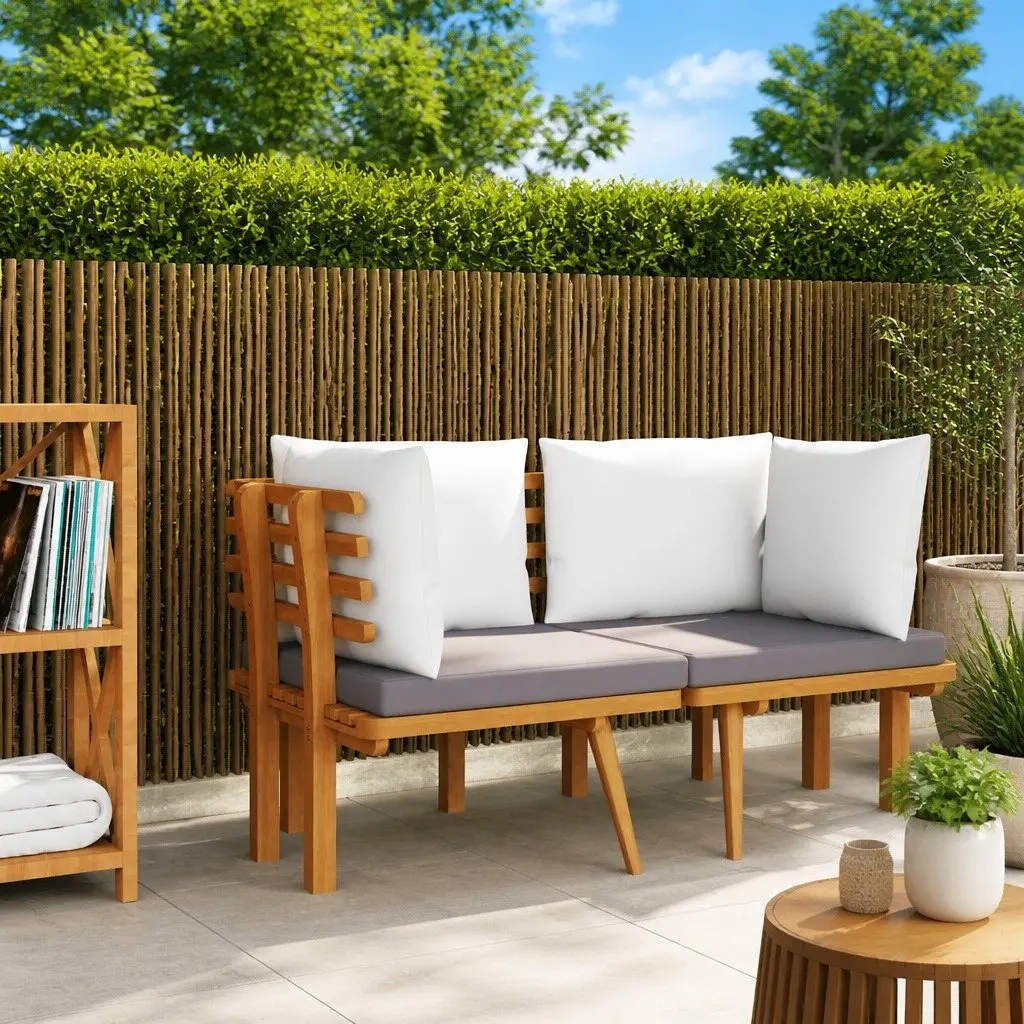 Outdoor Sectional Seating Unit Brown Garden Corner Sofa with Cushions