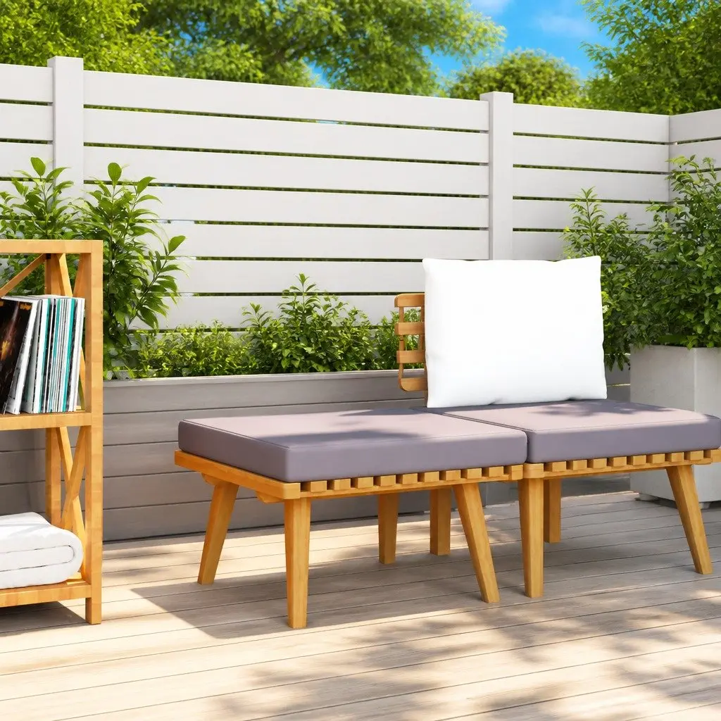 Outdoor Footstool for Garden Patio 60 x 60 x 29 cm Brown Acacia Wood