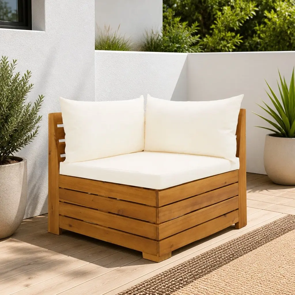 Wooden Corner Sofa Outdoor Garden Sectional Modular Seating with Removable