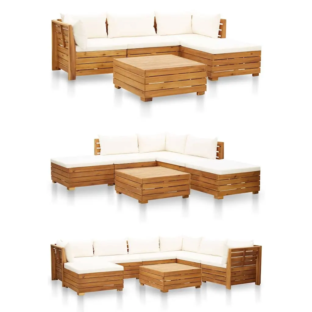 Outdoor Sectional Footrest with Cushion Solid Wood Brown Garden Seating Unit