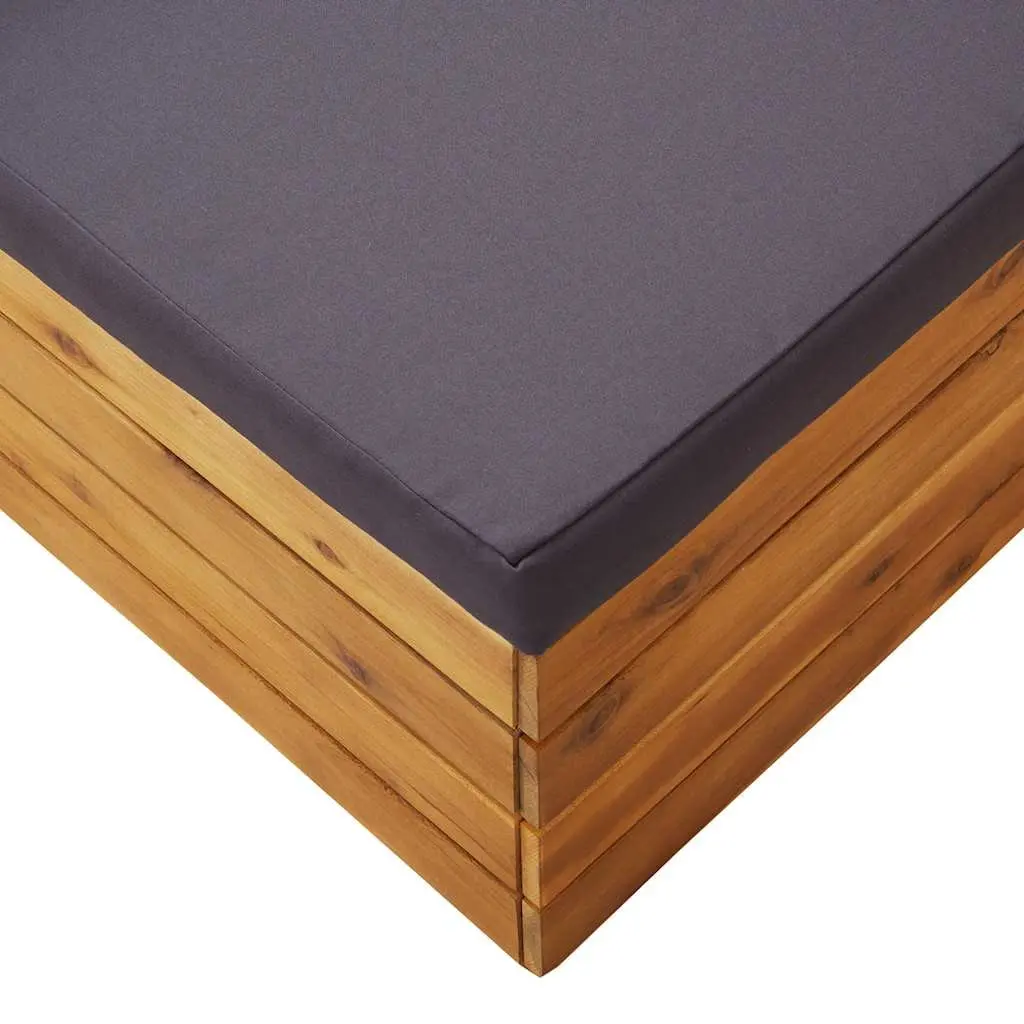 Outdoor Footrest with Cushion Modular Solid Wood Garden Size