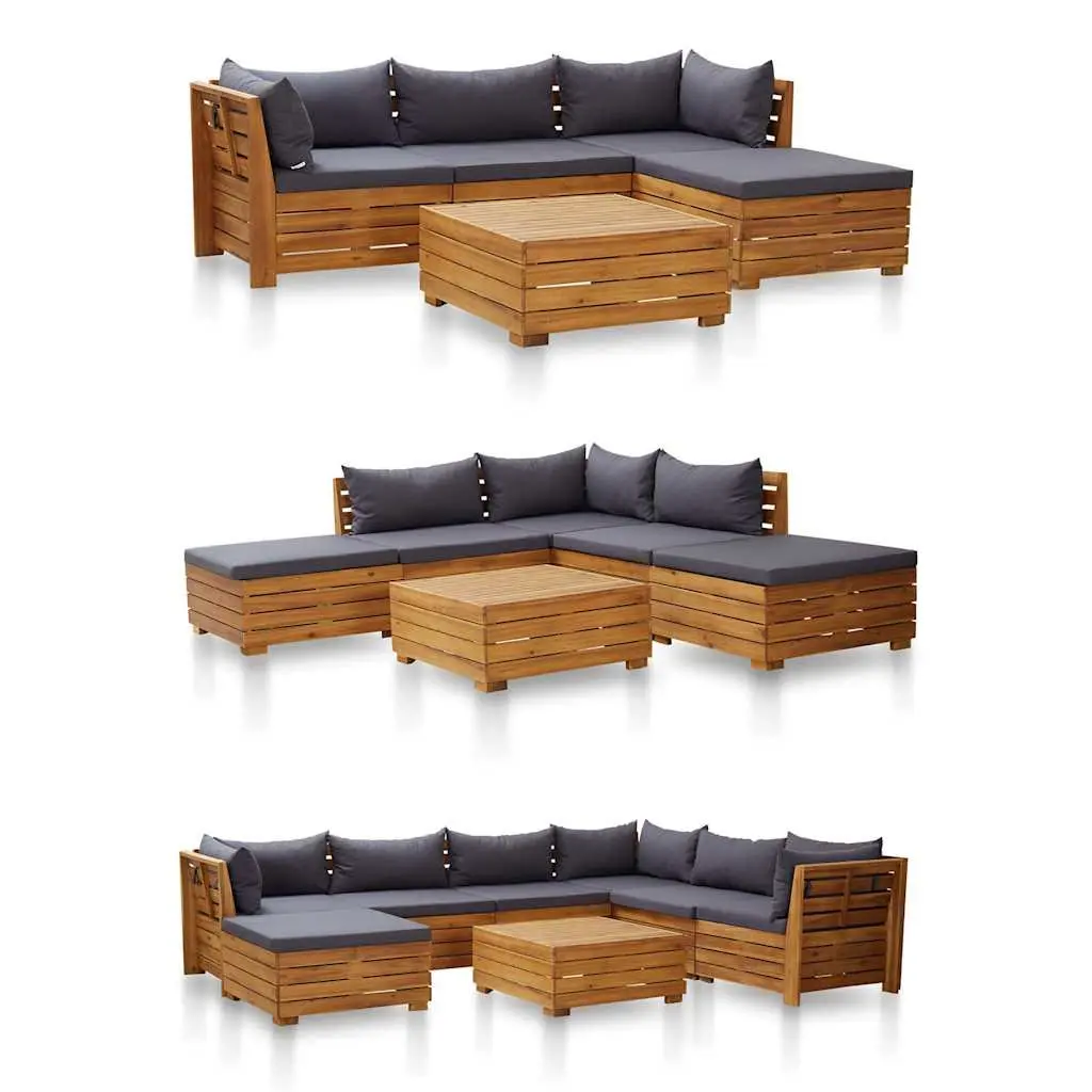 Outdoor Footrest with Cushion Modular Solid Wood Garden Size
